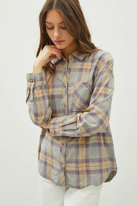 LAUREN PLAID FLANNEL OVERSIZE BUTTON UP