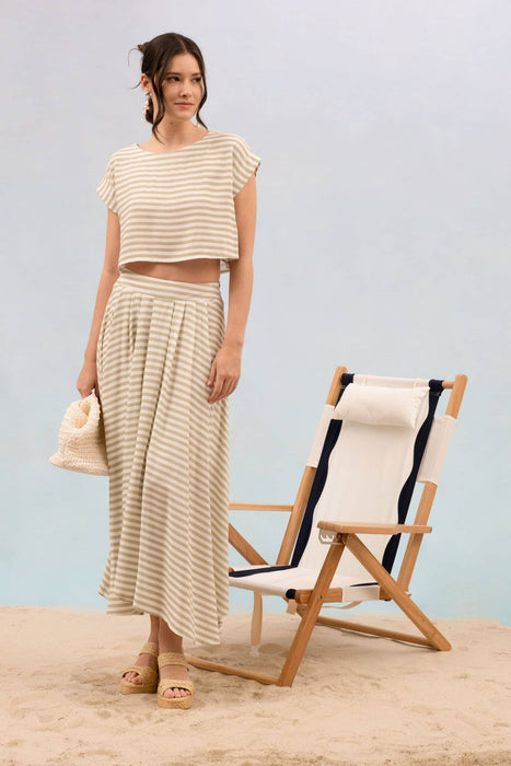 STRIPE BOAT NECK BOXY CROP TOP