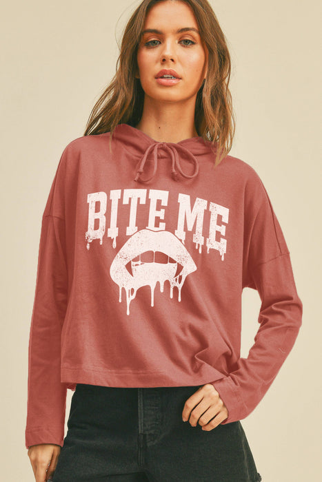 Bite Me Halloween Graphic Hooded Tee