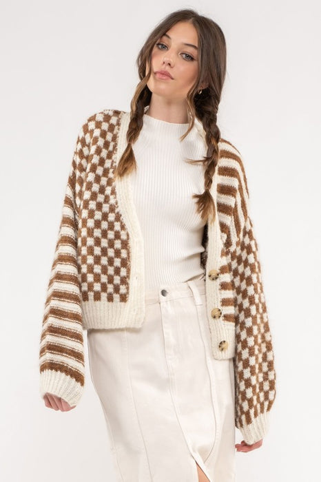 Walk The Line Drop Shoulder Knit Cardigan