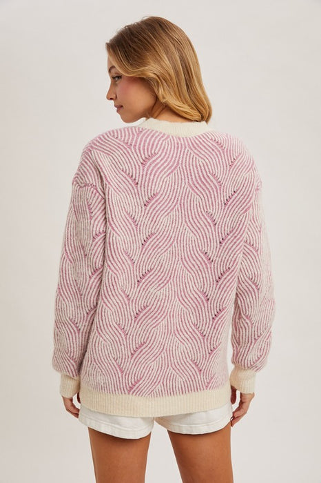 Crew Neck Geo Pink