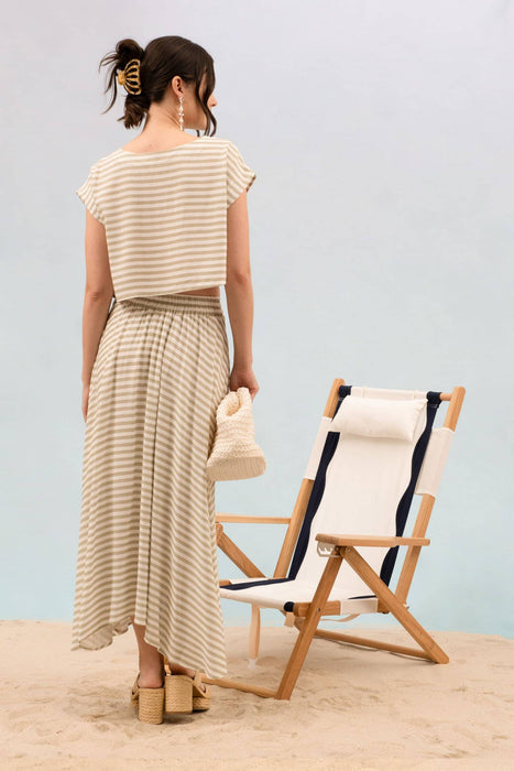 STRIPE BOAT NECK BOXY CROP TOP
