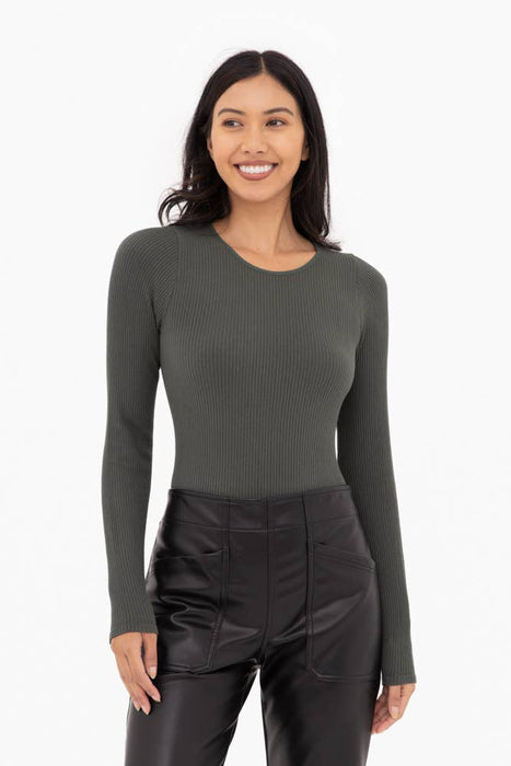 Ribbed Seamless Long Sleeve Bodysuit