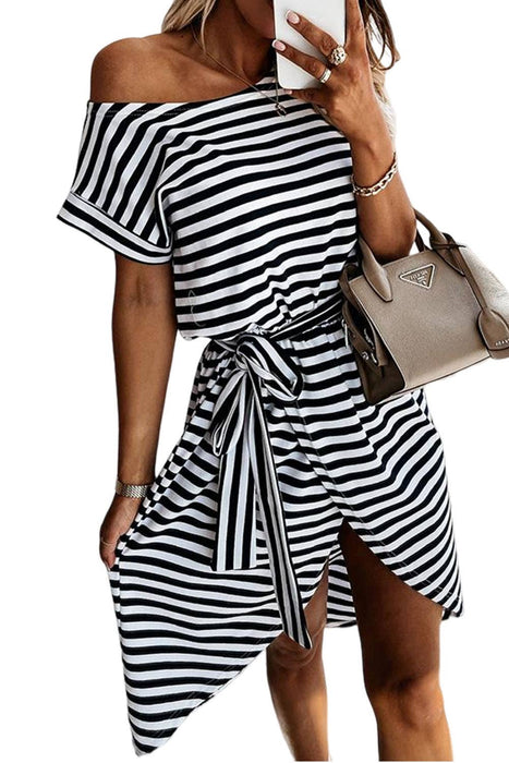 Striped Wrap Shirt Dress