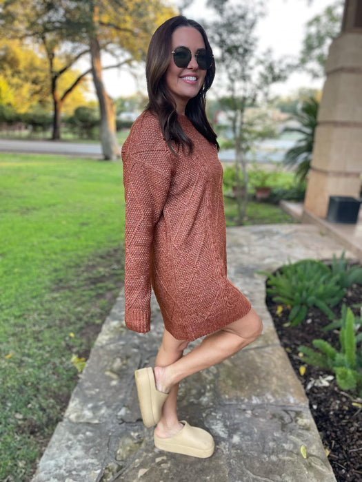 PREORDER: So Delightful Cable Knit Sweater Dress in Four Colors