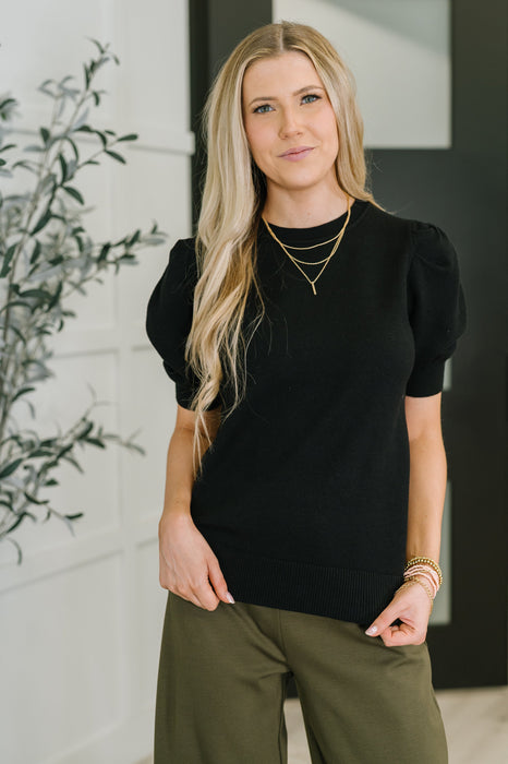 Casually Classy Puff Sleeve Blouse in Black