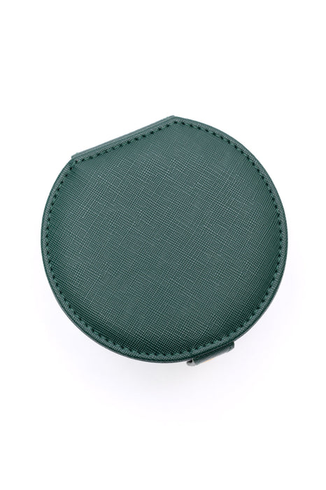 Circular Travel Jewelry Case in Green