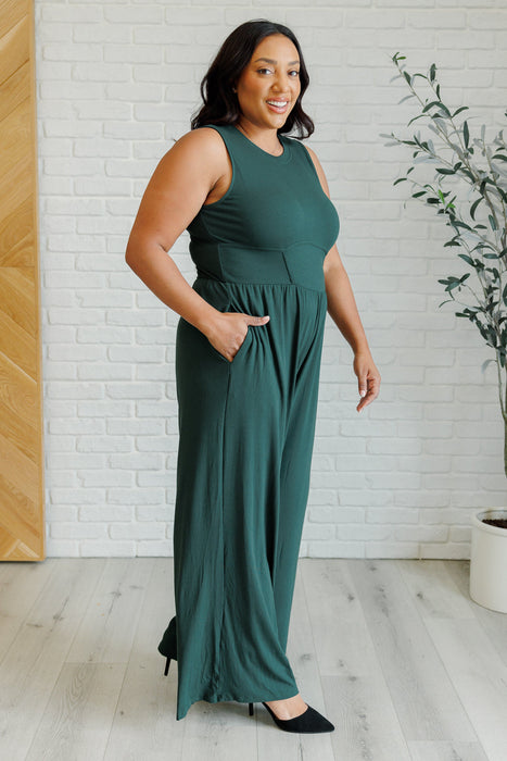 Hilary Wide Leg Jumpsuit in Green