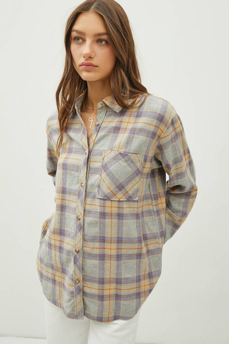 LAUREN PLAID FLANNEL OVERSIZE BUTTON UP