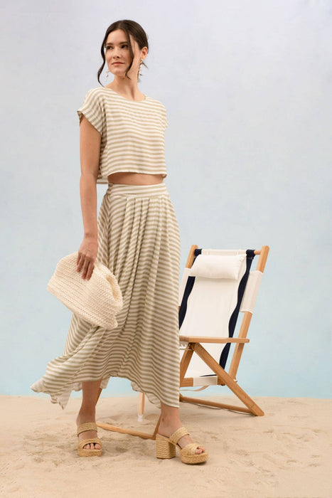 STRIPE BOAT NECK BOXY CROP TOP