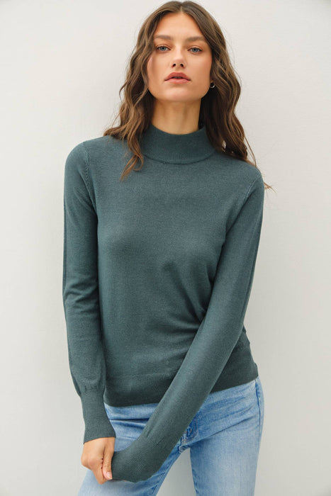 LONG SLEEVE MOCK NECK SWEATER