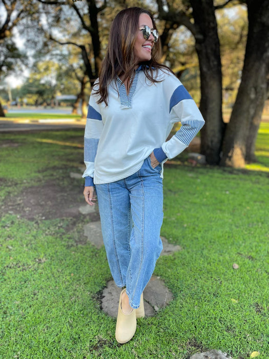 PREORDER: Stay Preppy Collared Sweatshirt in Five Colors