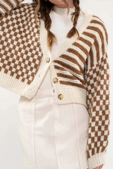 Walk The Line Drop Shoulder Knit Cardigan